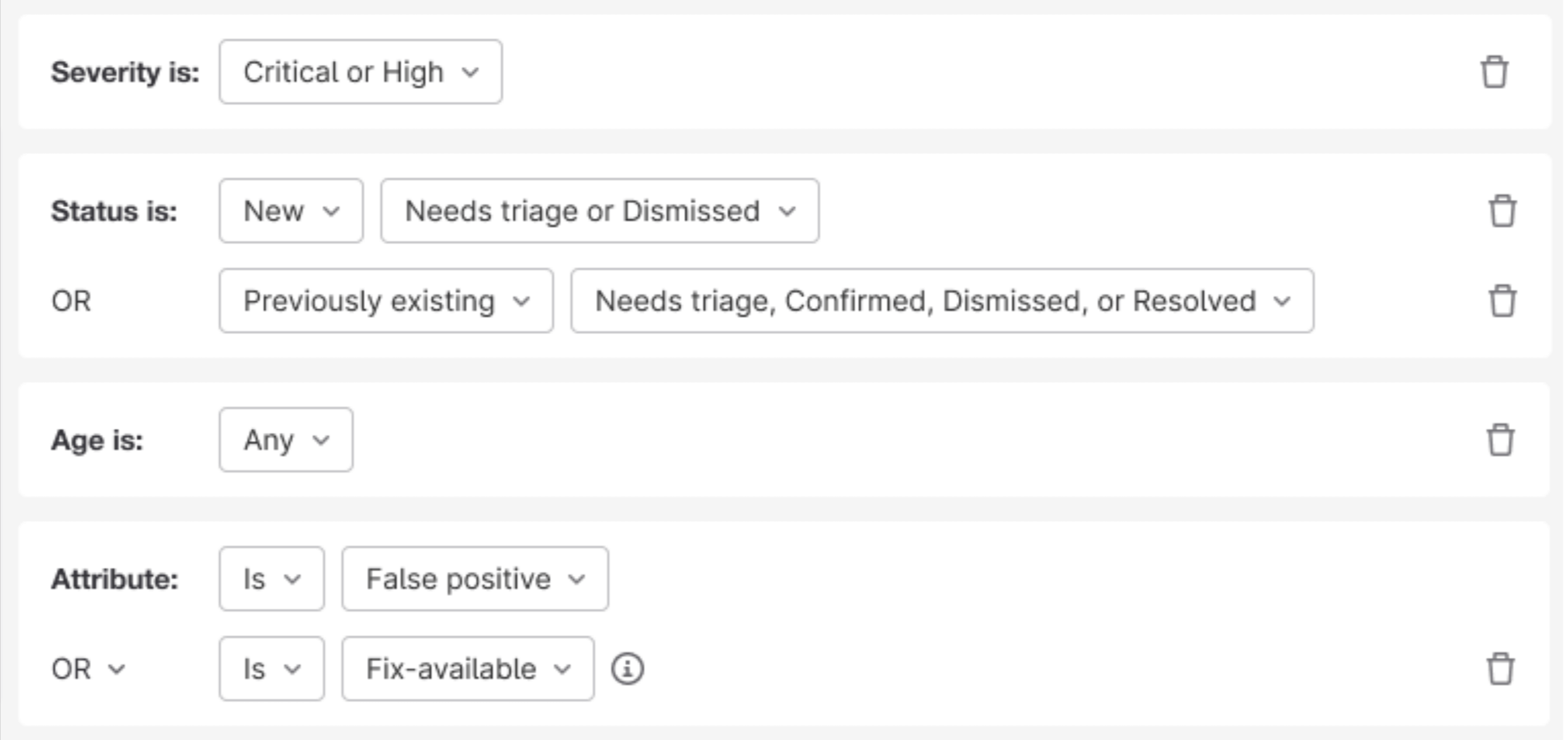 Additional filtering for scan result policies