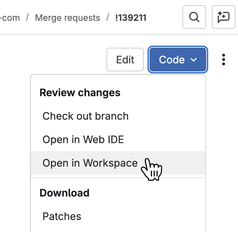 Create a workspace from merge requests