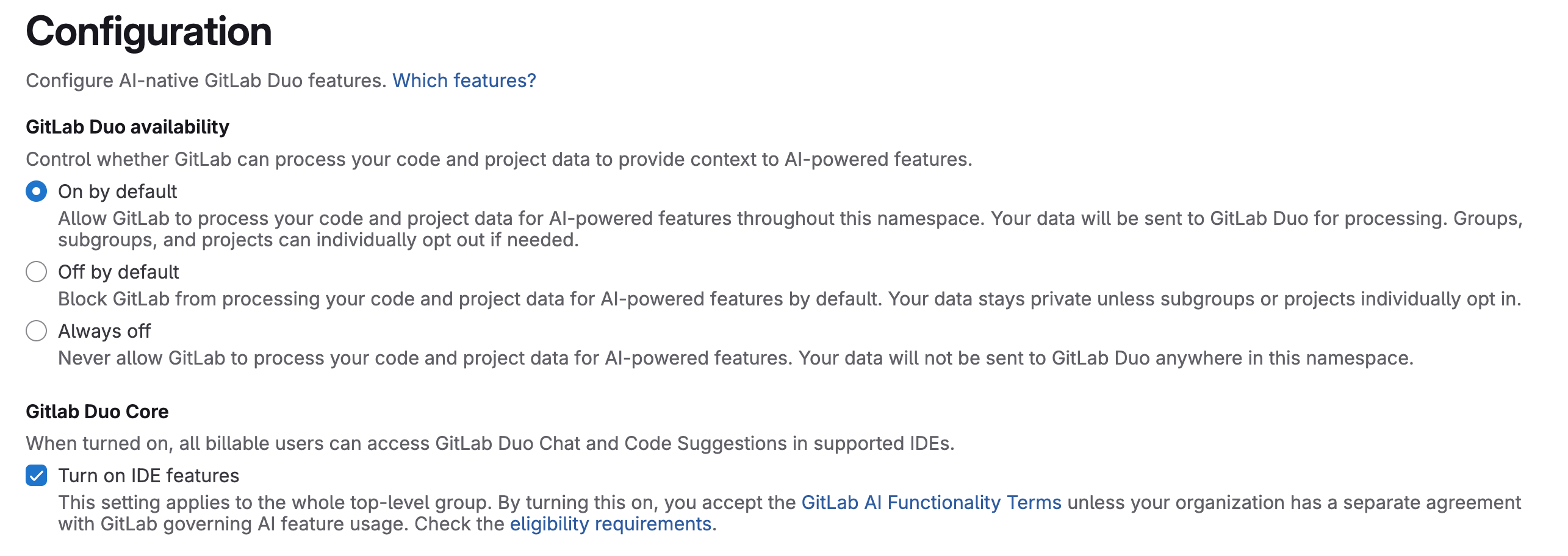 Group and project controls for Premium and Ultimate with GitLab Duo