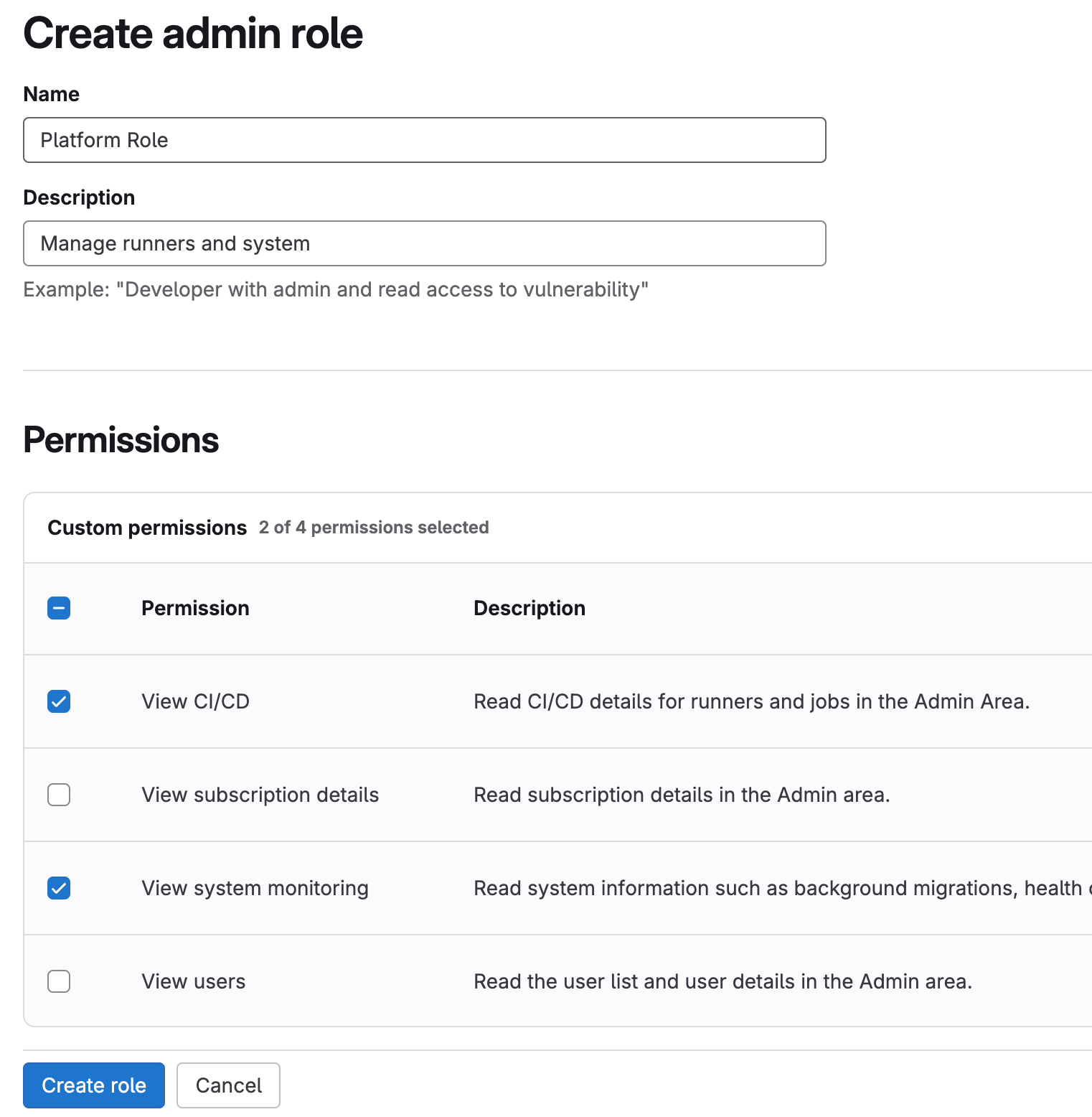カスタム管理者ロール（ベータ版）