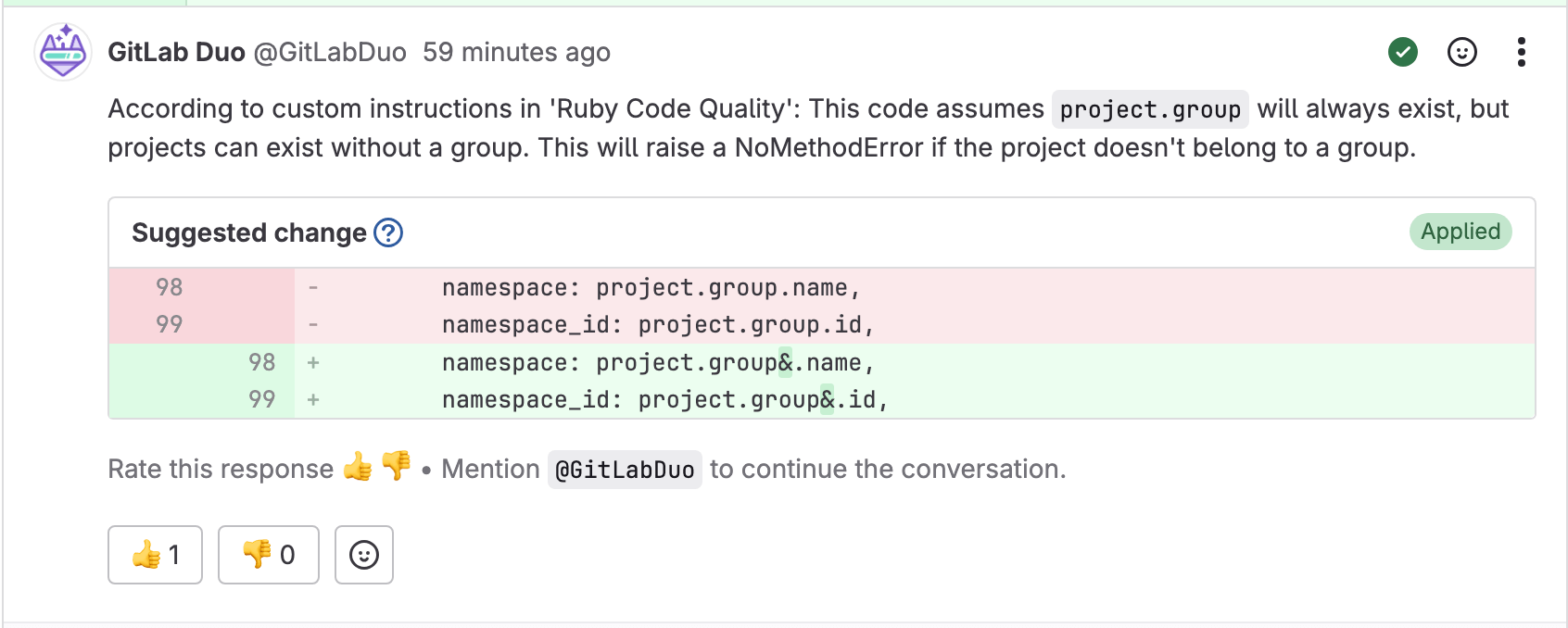 Customize instructions for GitLab Duo Code Review