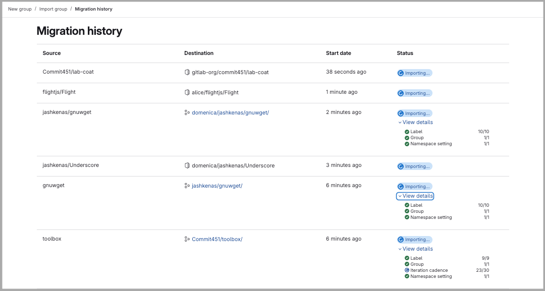 Migration by direct transfer