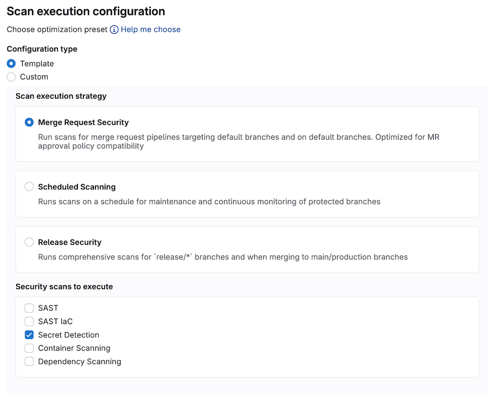 Scan execution policy templates