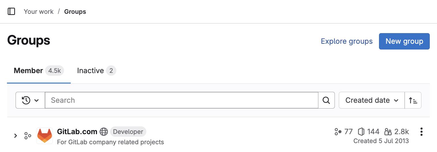 New navigation experience for groups in **Your work**