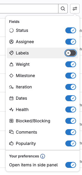 Configure how to view issues from the Issues page