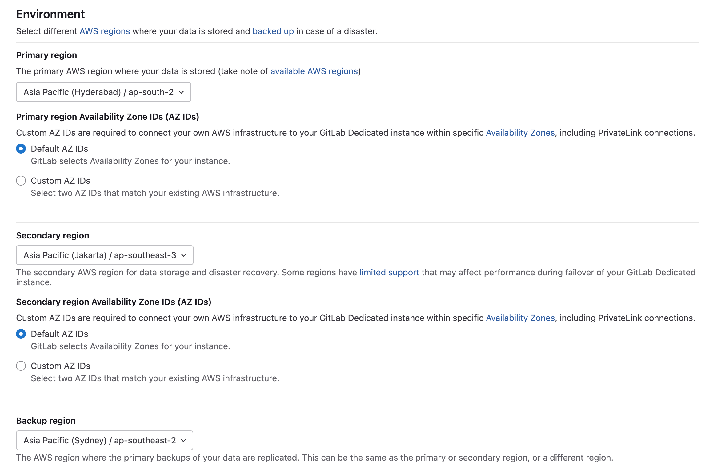 Expanded AWS region support for GitLab Dedicated