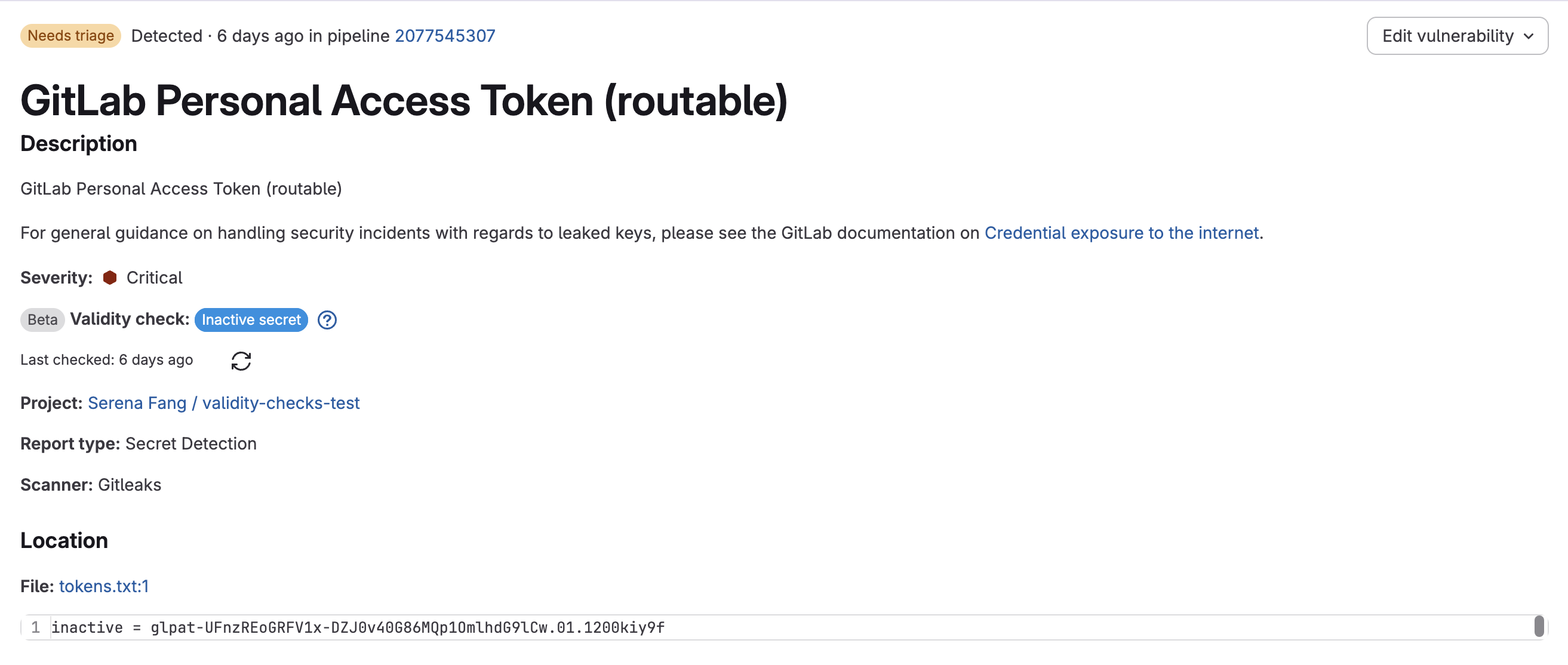 Secret validity checks is in beta