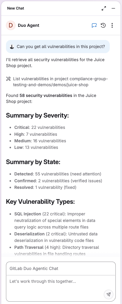 New vulnerability management features in GitLab Duo Agentic Chat