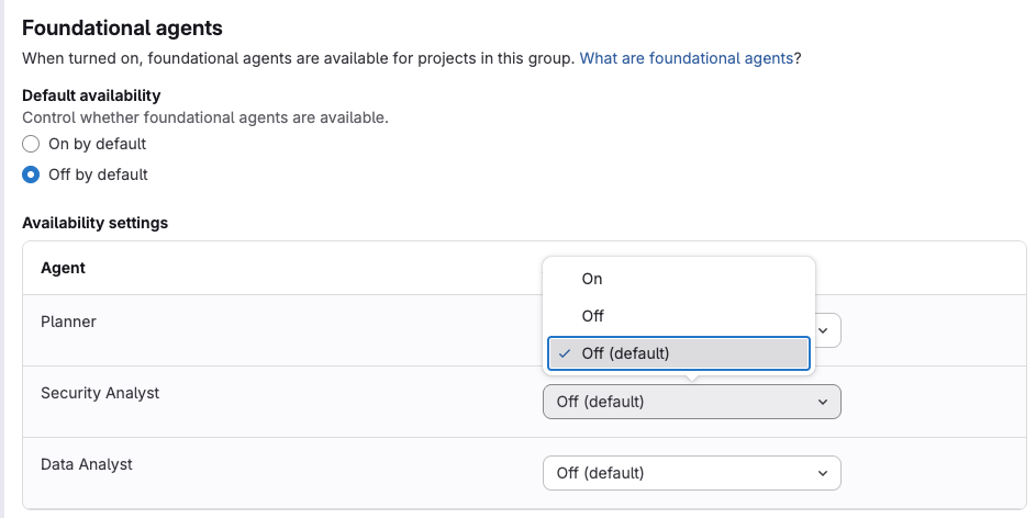 Configure foundational agent availability