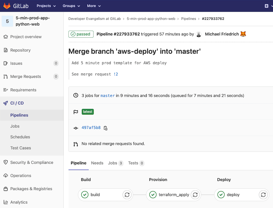 GitLab CI/CD pipeline deployment