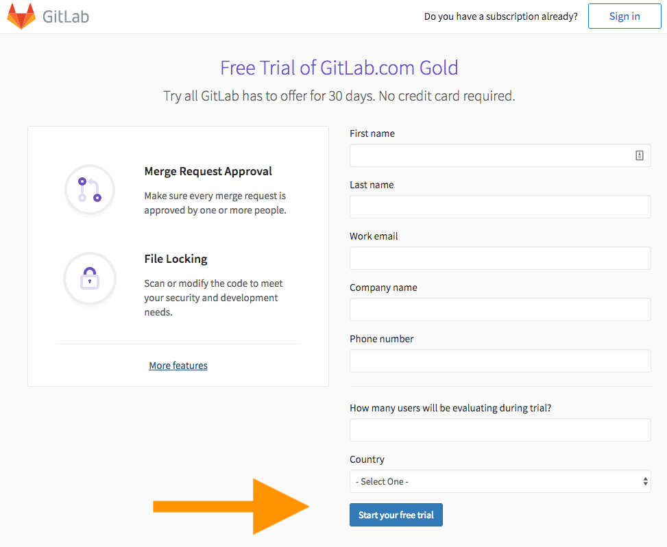 GitLab Gold Trial
