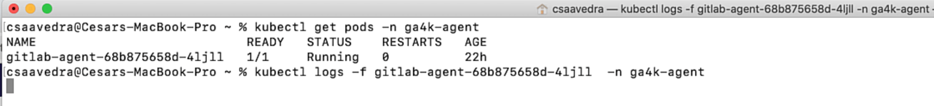Trailing agent log from the command line