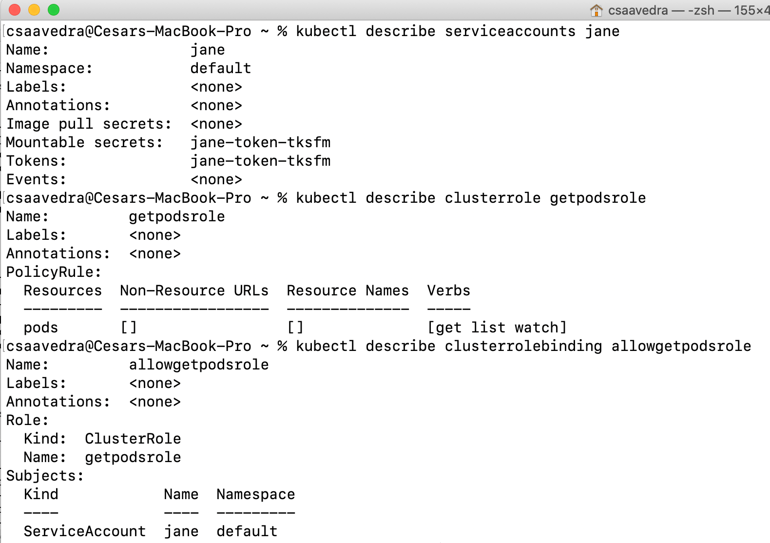 Jane user with permission to list pods