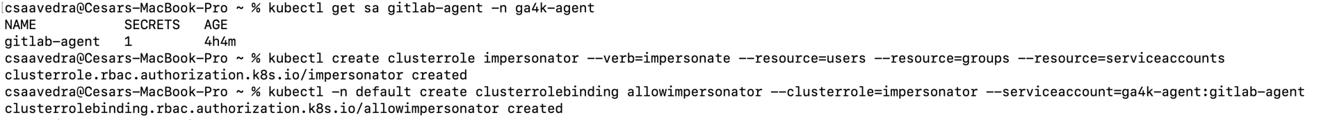 Giving impersonation permission to agent