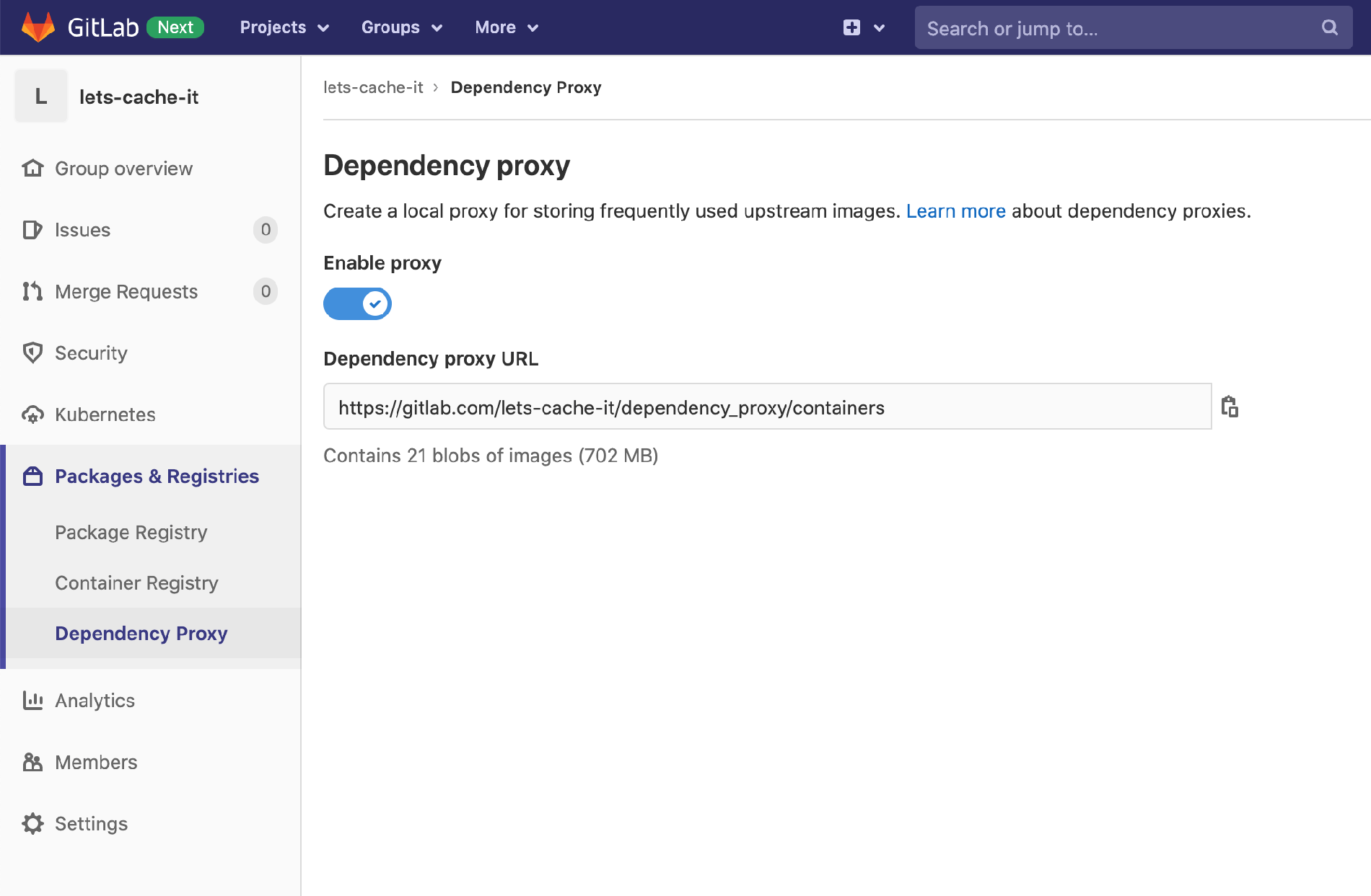 Dependency Proxy interface