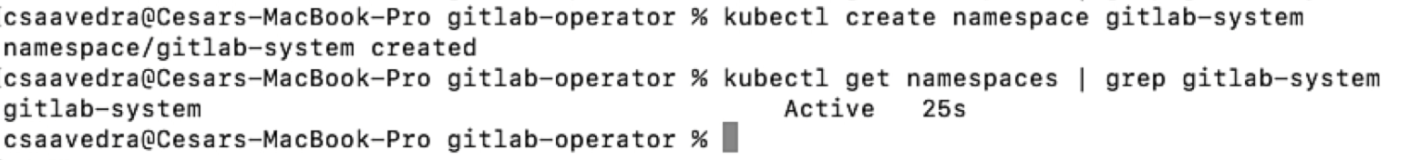 gitlab-system namespace creation