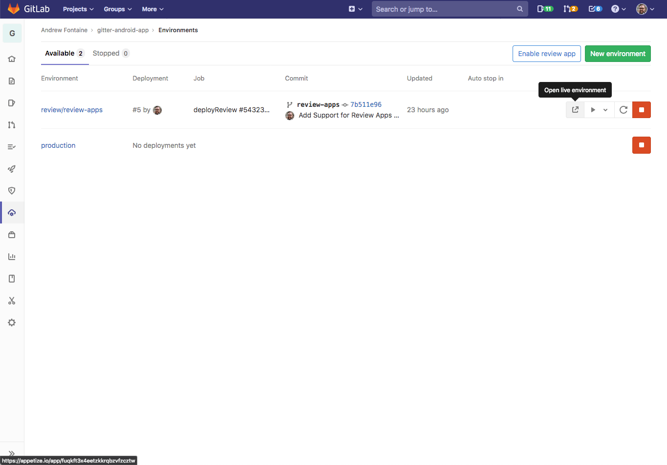 Our first review environment