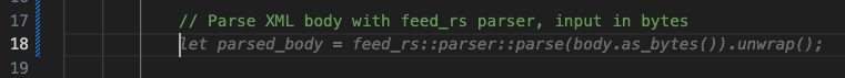 Code Suggestions: Public module with get_feeds() function, step 5: Modify XML parser to feed-rs