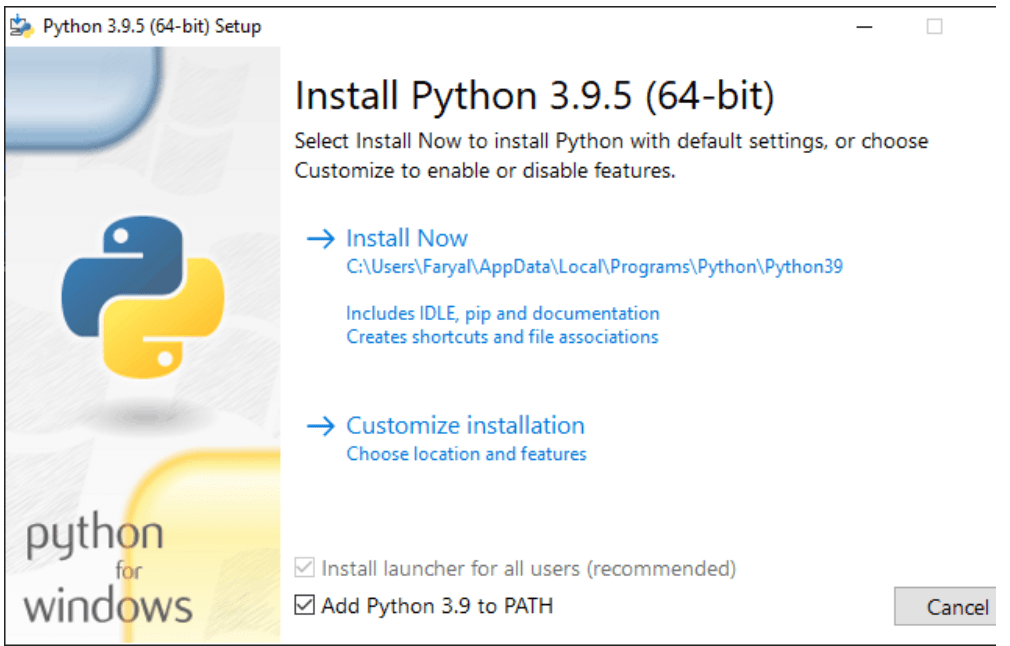 Installation de Python pour Windows 
