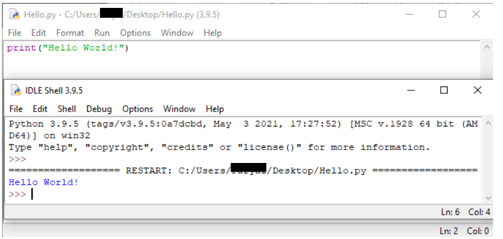 Affichage du texte Hello World! sur Python