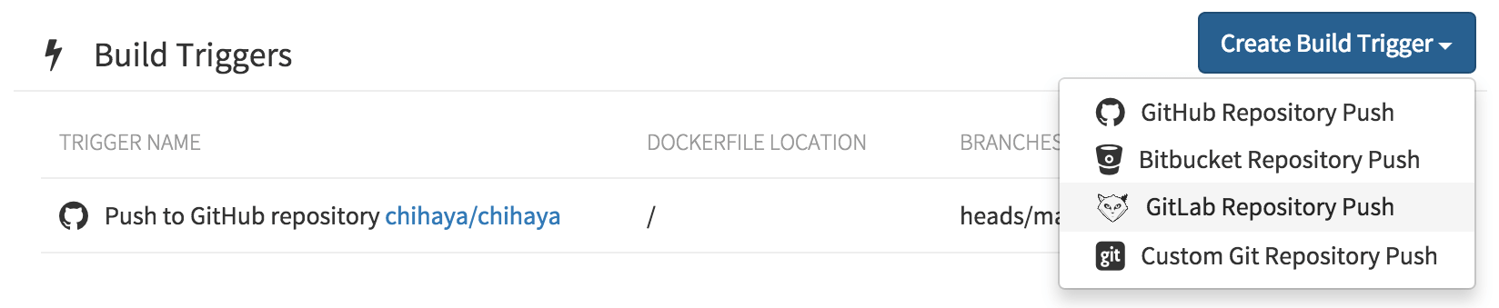 Creating a Quay.io build trigger